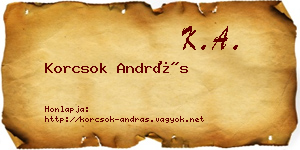 Korcsok András névjegykártya